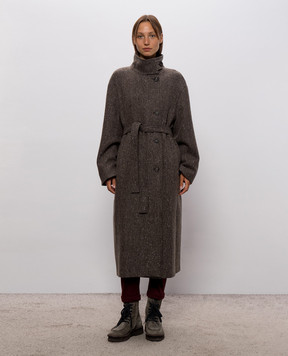 Brunello Cucinelli Brown coat with patterned wool MG5669766