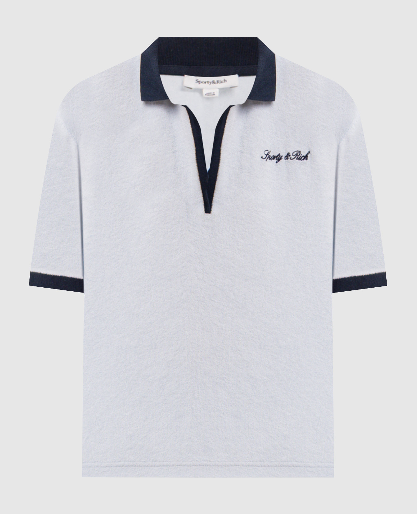 Blaues Frottee-Polo mit gesticktem Logo