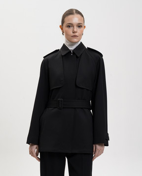 The Row Usuaia black cropped wool trench coat 10601W4255