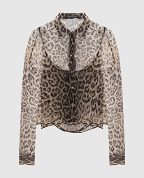 Ermanno Scervino Beige silk blouse with animal print D482K385CSYEO
