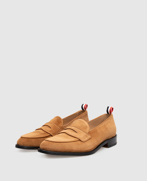 Thom Browne Brown suede Varsity loafers MFL087AL0037