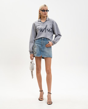Off-White Grey cropped sweatshirt with logo print 2BA07BS26FLE001