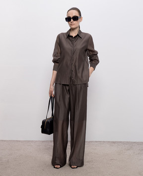 Peserico Brown blouse with silk A0631608372