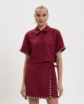 Simkhai Burgundy cropped shirt with linen 1262285SW