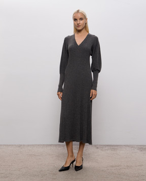 Brunello Cucinelli Gray ribbed cashmere dress M9A895A92