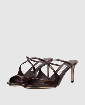 Jimmy Choo Anise burgundy patent leather mules ANISE75PAT
