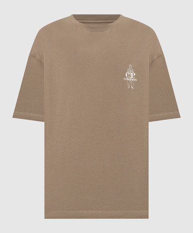 Khakifarbenes T-Shirt mit Aufdruck