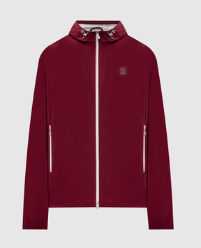 Brunello Cucinelli Burgundy windbreaker with embroidered emblem MM49A7440G