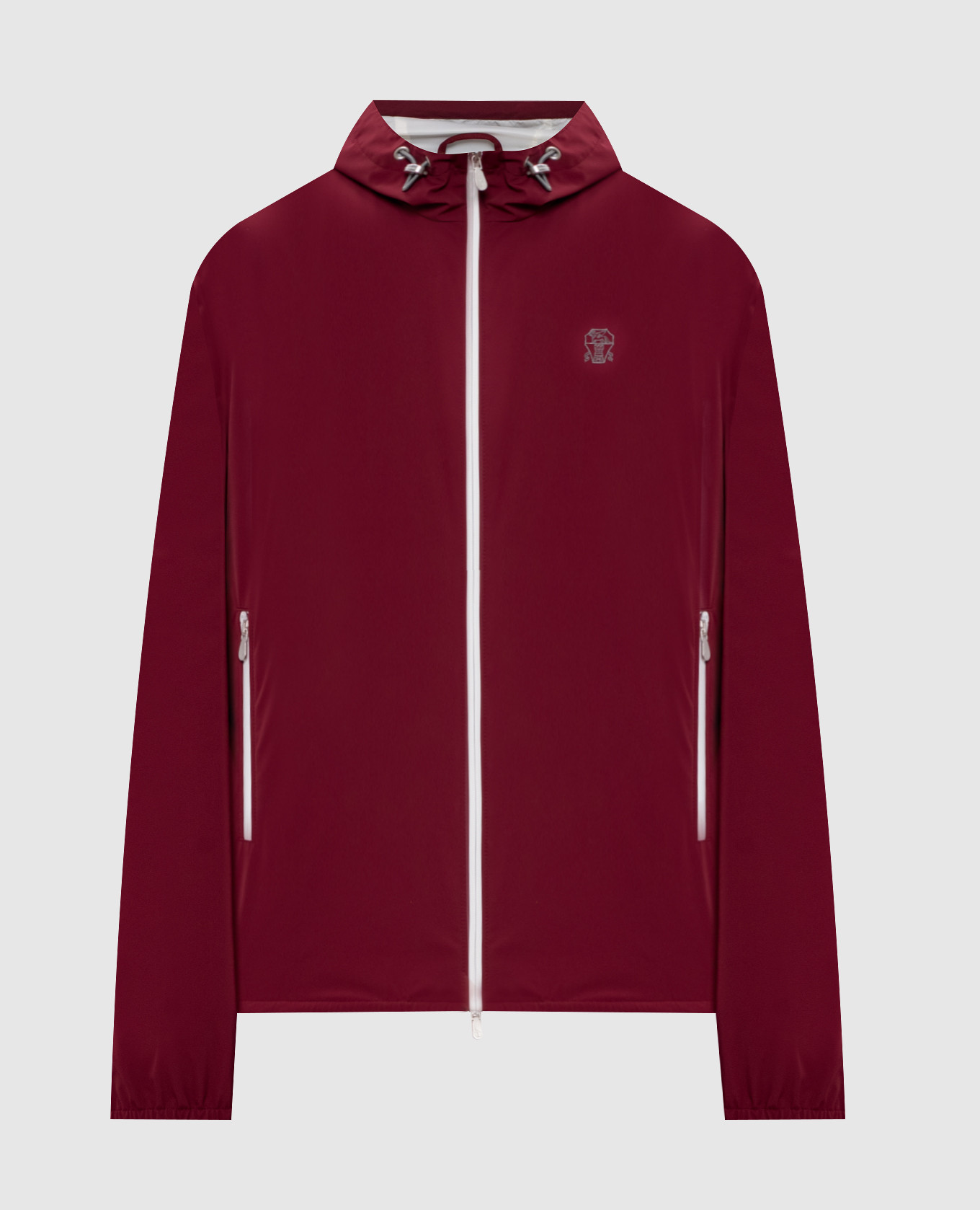 

Burgundy windbreaker with embroidered emblem Brunello Cucinelli