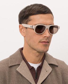 Stefano Ricci Beige Safari sunglasses with crocodile leather SG005UCS