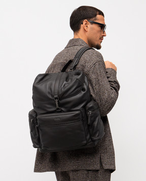 Ermenegildo Zegna Brown leather backpack with logo BACKPACKsh