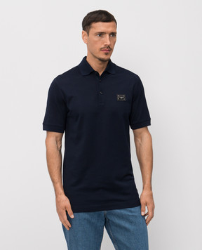 Dolce&Gabbana Blue polo with logo patch G8PL4TG7P1D