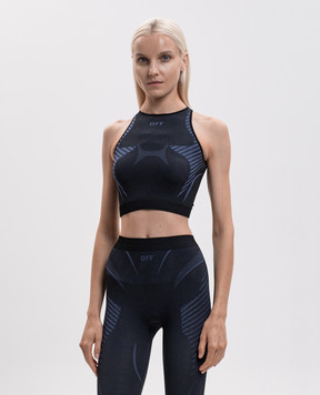 Off-White Blue top with logo pattern 2FA00401T