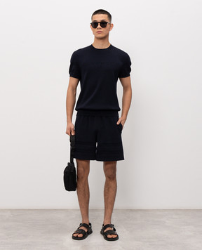 Givenchy Blue T-shirt with logo pattern BM90WJ4YPA