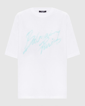 Balmain White T-shirt with logo GF1EG110BD41