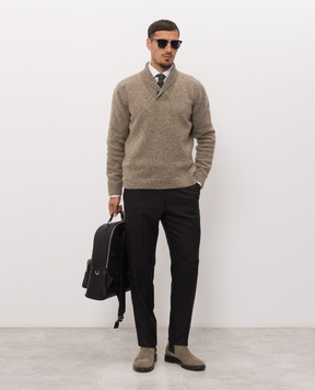 Stefano Ricci Brown sweater with wool and cashmere K808104S2BF26370