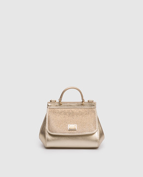 Dolce&Gabbana Sicily children's golden leather bag with crystals EB0003A3G25
