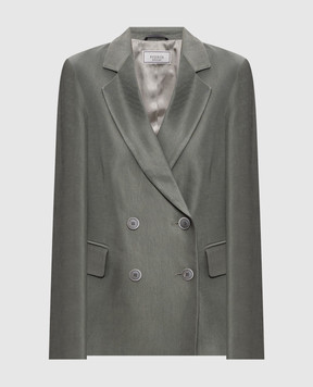 Peserico Green double-breasted jacket with linen S01227F01921