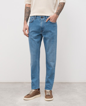 ISAIA Blue jeans with a worn effect PND005DJ125
