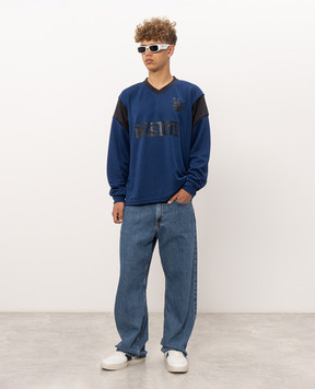Misbhv Blue long-sleeve shirt with logo print 261U111