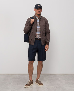 Herno Blue linen shorts with lapels PT000191U17158