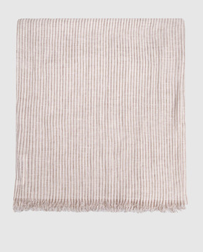 Brunello Cucinelli Beige striped linen scarf MSCDAGL73