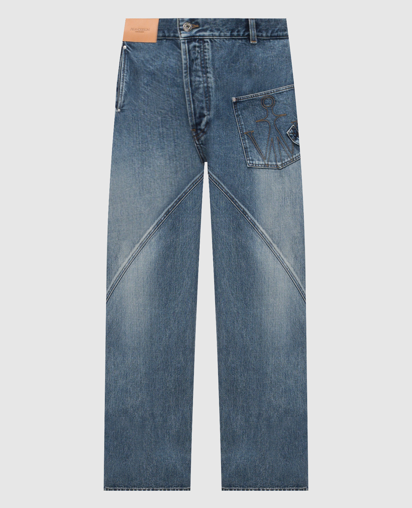 Blue jeans with logo patch
