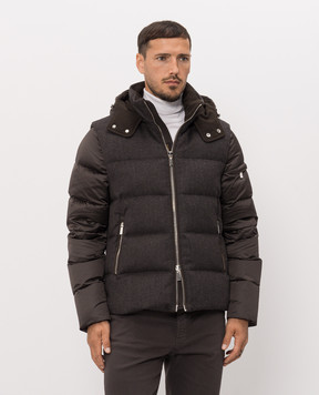 MooRER Brown down jacket CASCIANO made of wool and cashmere with removable sleeves CASCIANOSE9