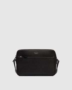 Serapian Black East West leather bag with logo SRCMOMML735925A001
