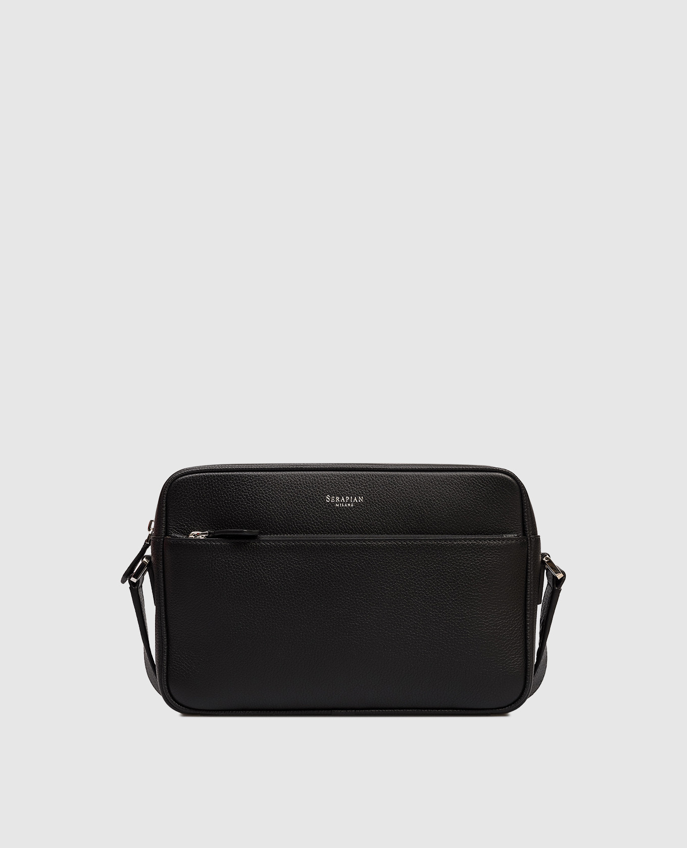 

Black East West leather bag with logo Serapian