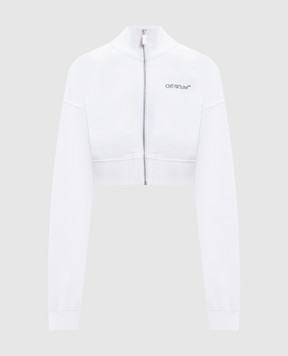 Off-White White cropped sweatshirt with floral emblem print 2BE006S26FLE001