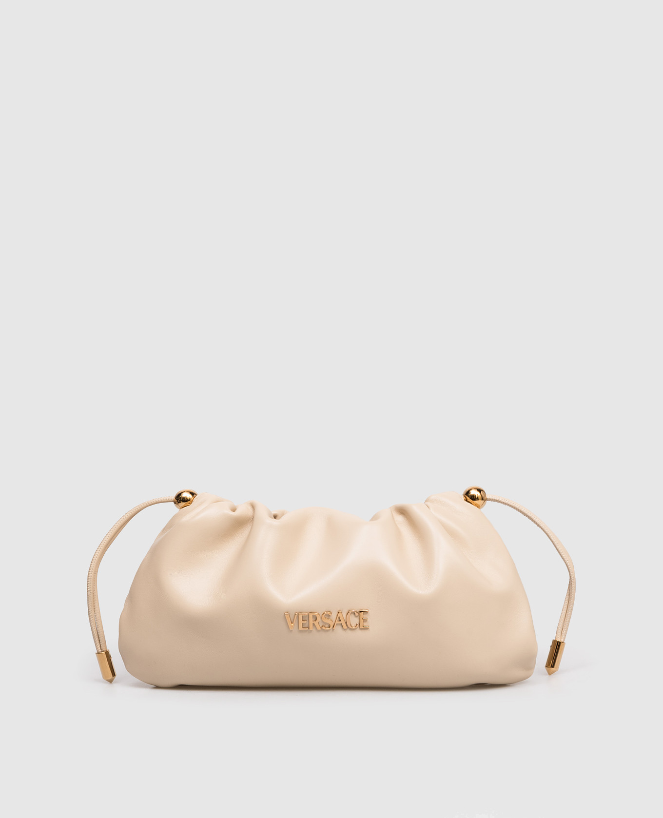 

Beige leather pouch bag Tag Versace
