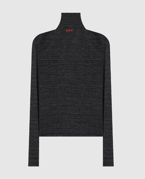 Off-White Grey melange golf shirt with print 2AD275F25JER001