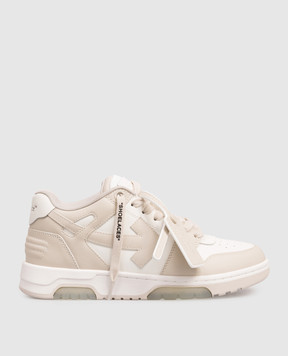 Off-White Out Of Office beige leather sneakers with logo OWIA259C99LEA006