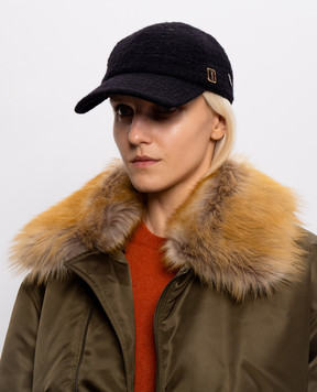 Saint Laurent Black tweed cap CASSANDRE A003SA3YU38