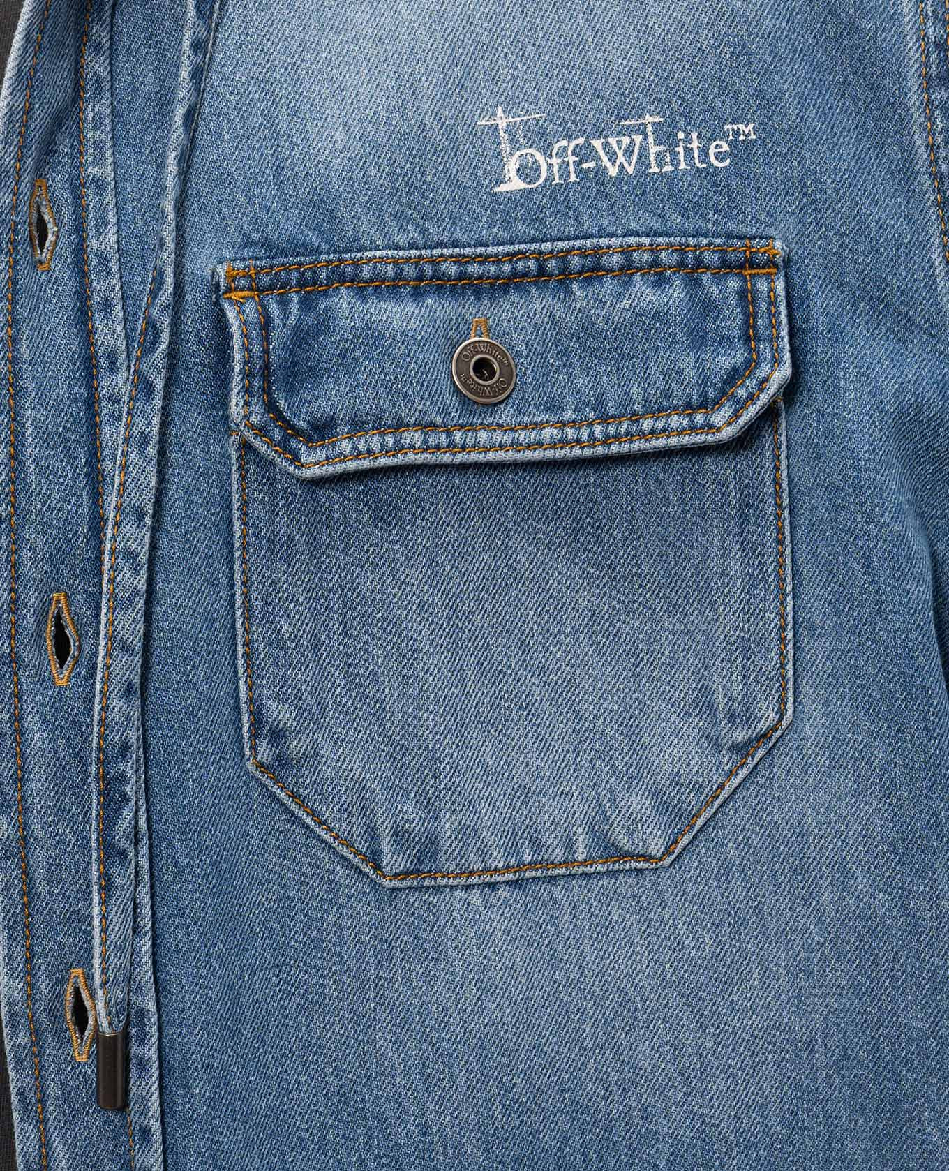 City Nature blue denim shirt with hood Off-White 4