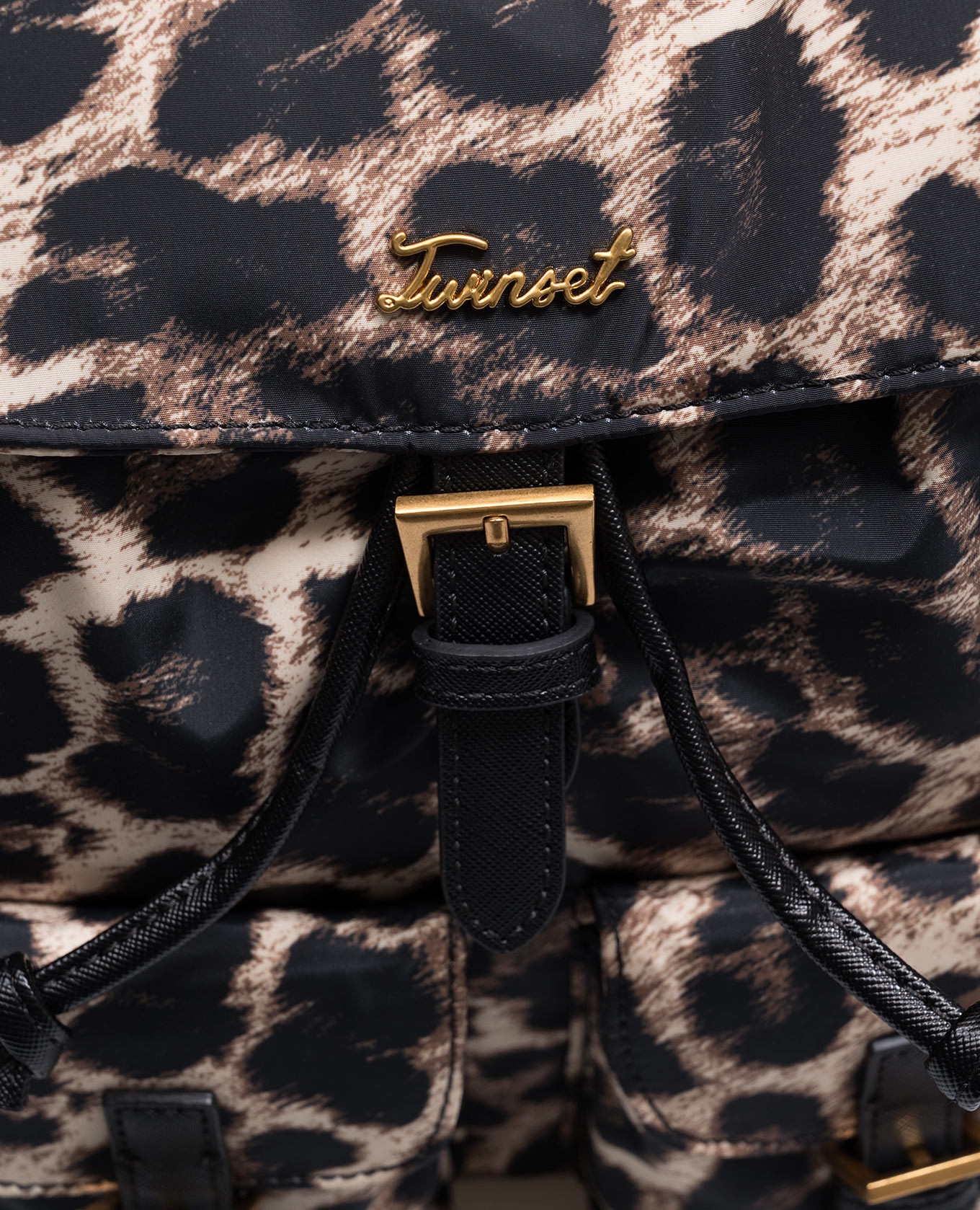 Beige leopard print backpack Twinset 4