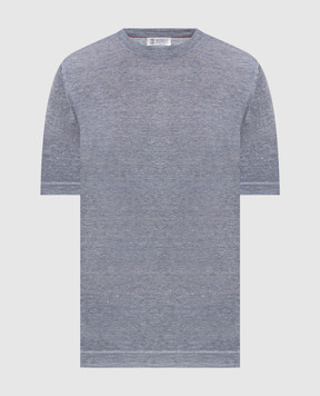 Brunello Cucinelli Blue linen t-shirt M2L00340