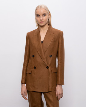 Brunello Cucinelli Brown linen jacket with chain MH5277317