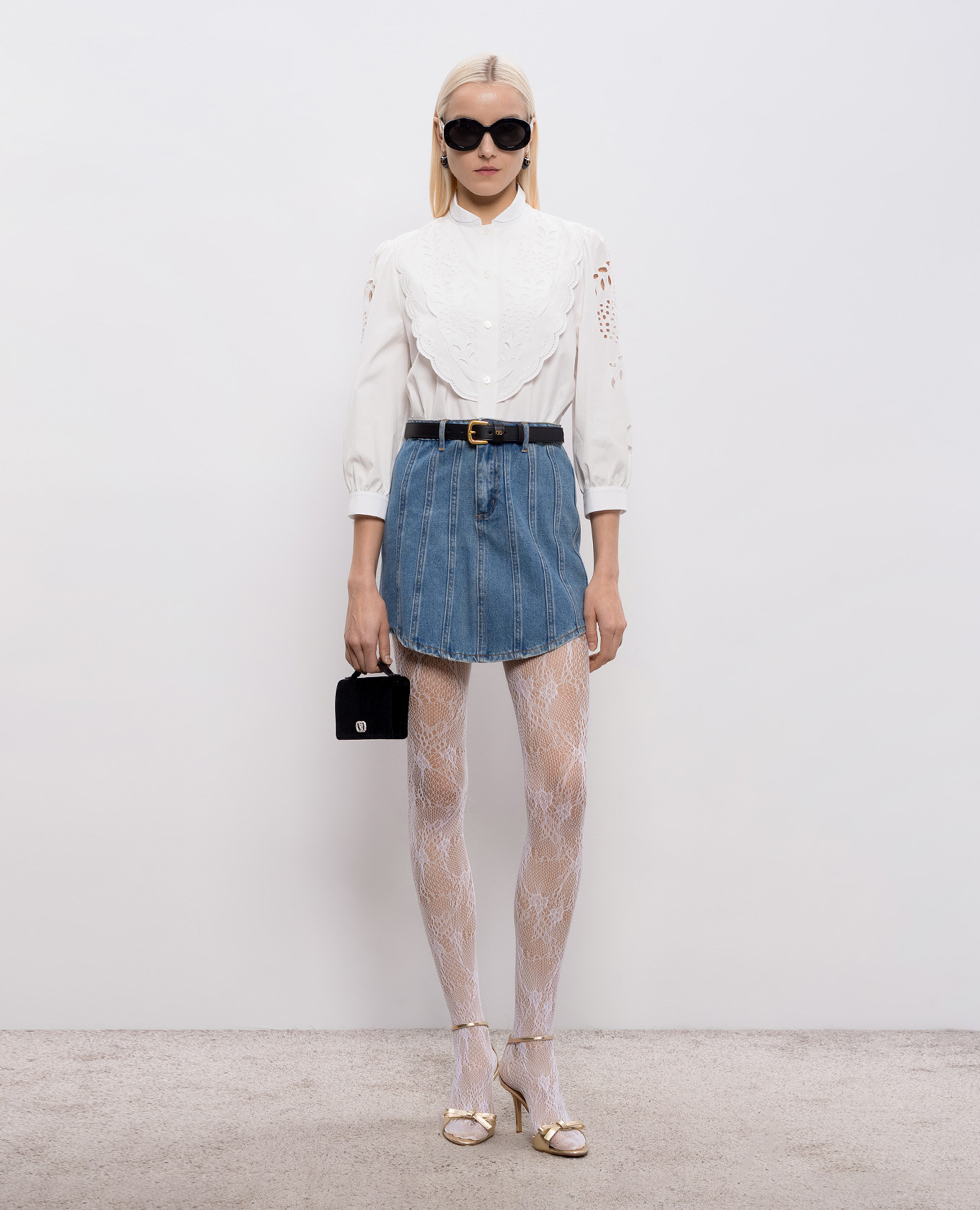 

White blouse with broderie embroidery Valentino