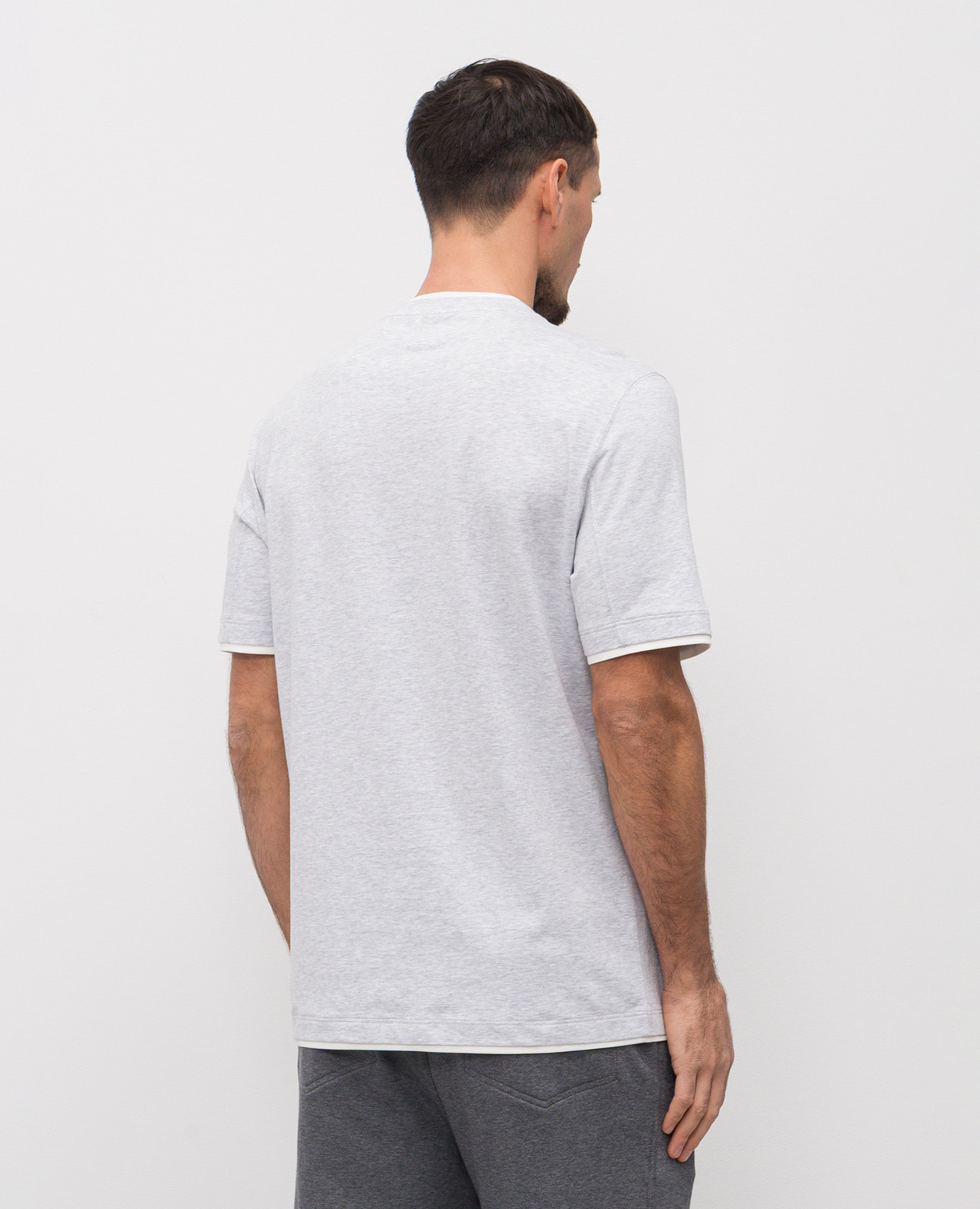 

Grey melange straight-cut T-shirt Brunello Cucinelli