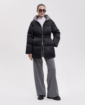 Be Florence Black down jacket with embroidered emblem BE2618
