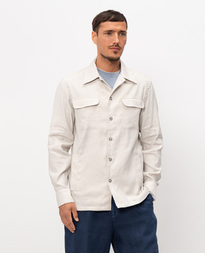 Pini Parma Gray shirt with linen OVERSHICE