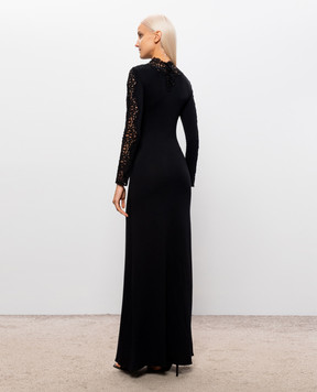 Ermanno Scervino Life Black maxi dress with lace D494Q602VQL