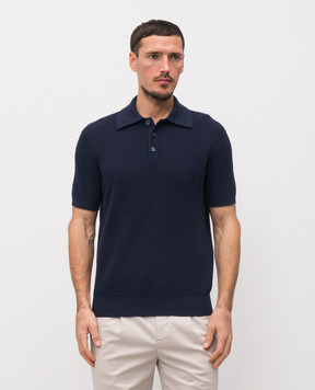 Brunello Cucinelli Blue polo with linen M2L707715