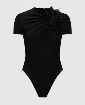 David Koma Black bodysuit with applique SS26DK65BS