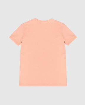Dolce&Gabbana Children's pink T-shirt with embroidered monogram with crystals L5JTNJG7PRV26