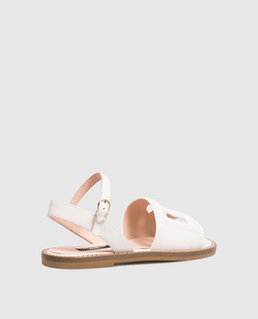 Dolce&Gabbana Children's white leather sandals with textured monogram logo D11308A122337