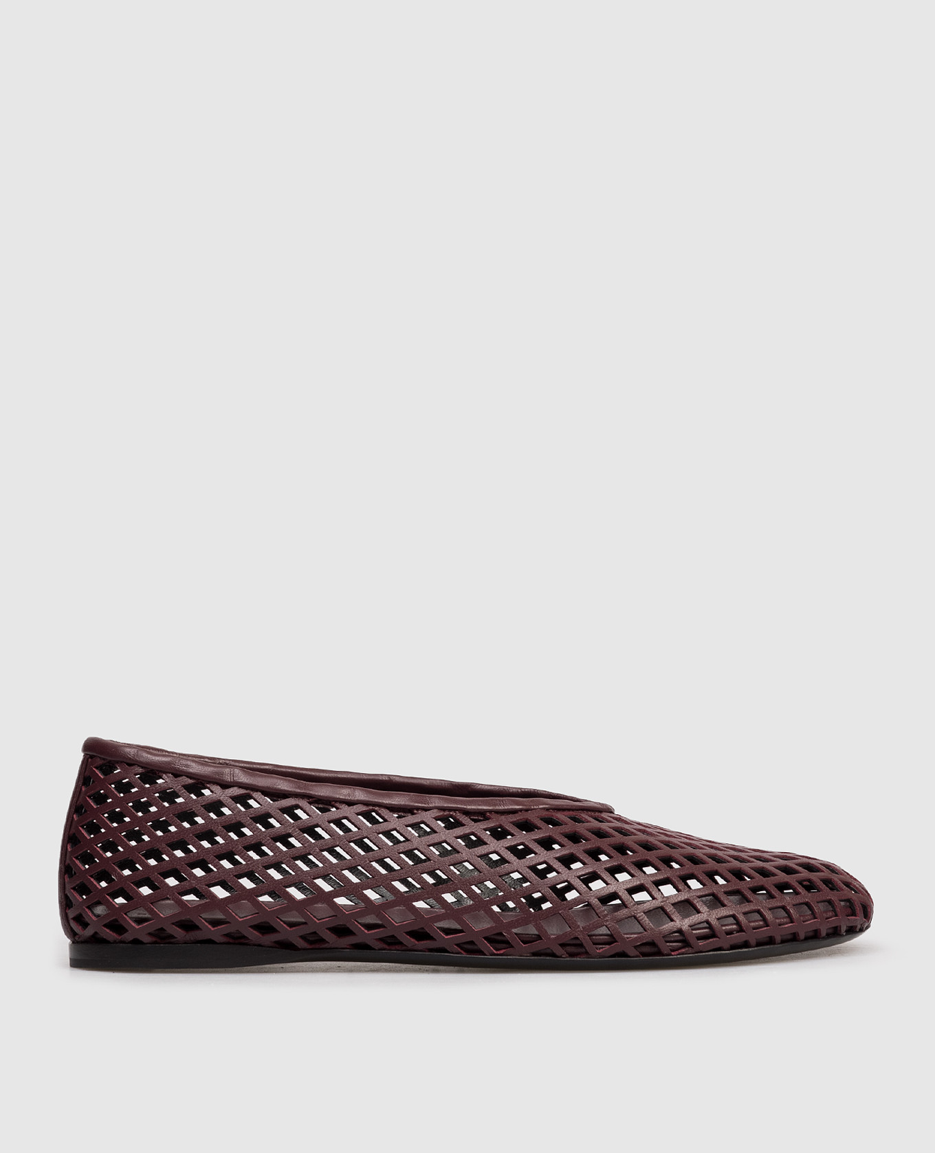 Burgundy leather Tee ballet flats with perforations