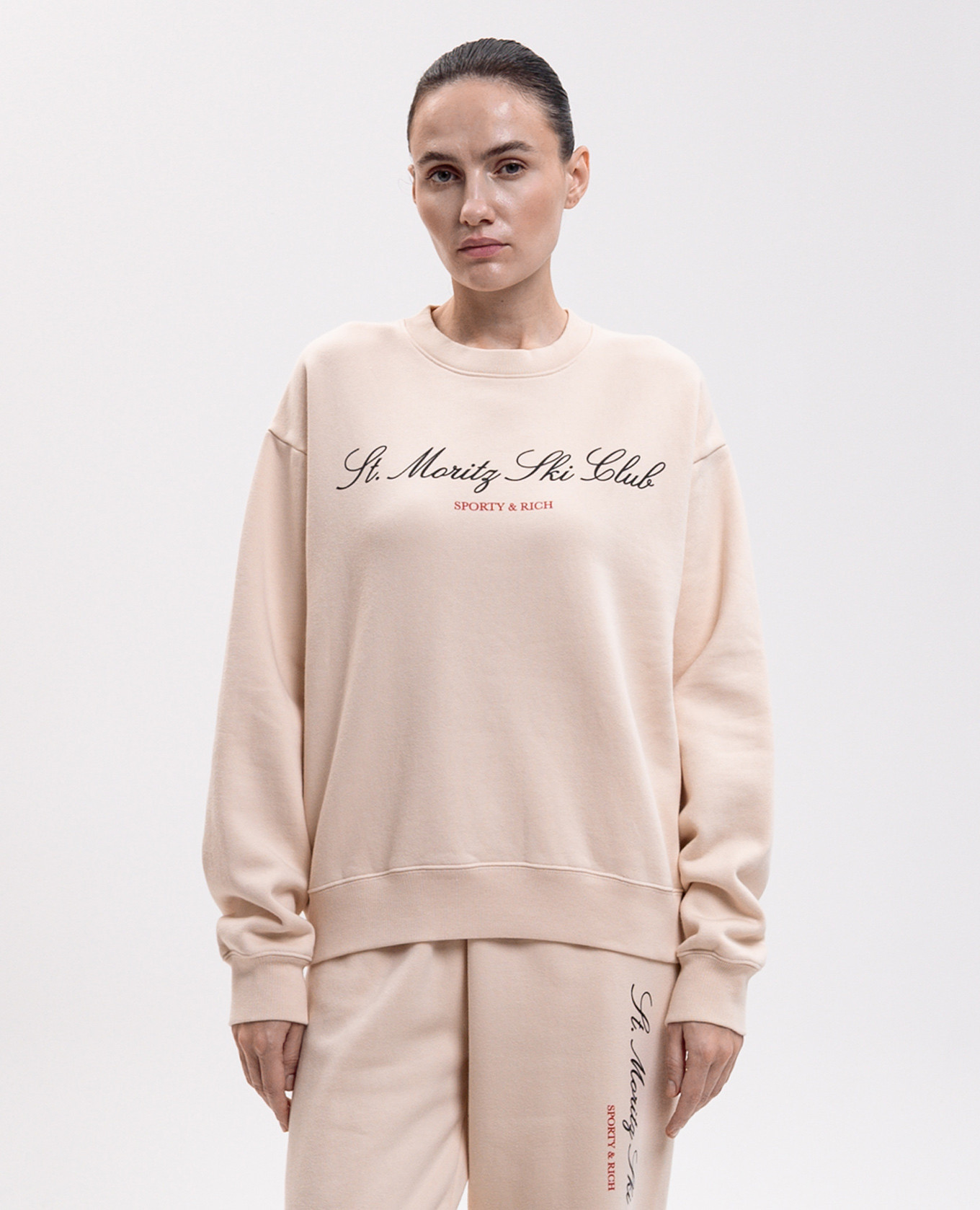 Beige sweatshirt with print Sporty & Rich 3